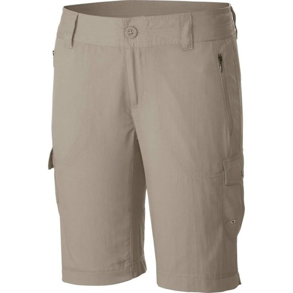 Columbia Shorts East Ridge Nylon Cargo Hike Camp Fish 10" Inseam Fossil Tan Sz 6 - Picture 1 of 11